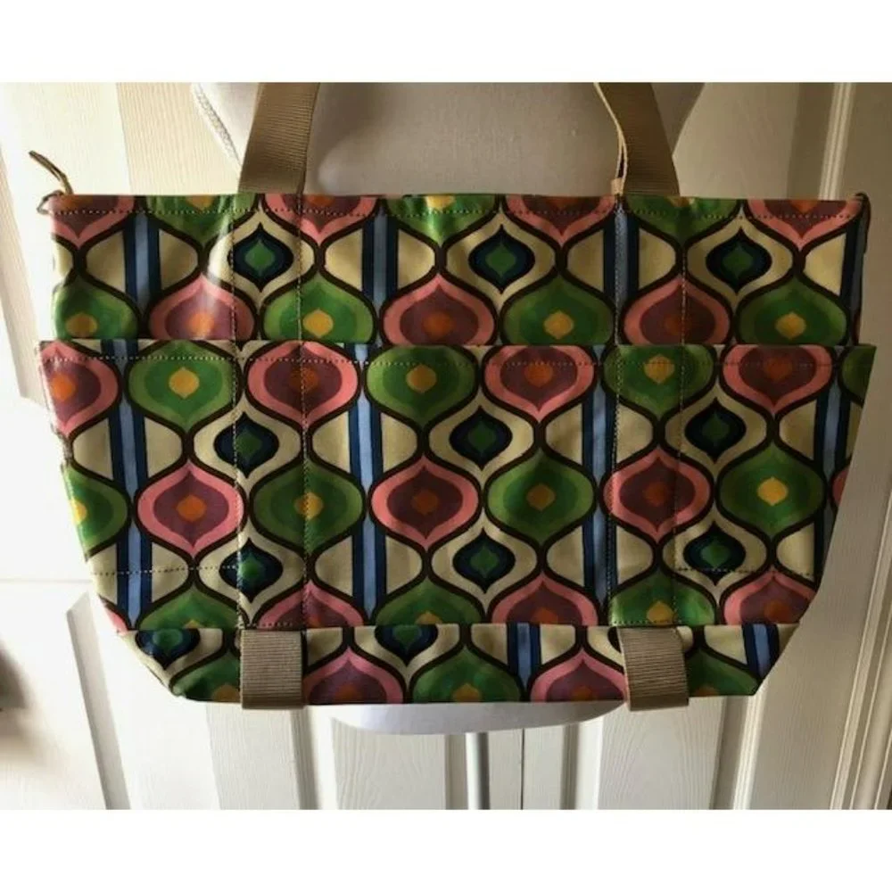 Franco Sarto Large Retro Pattern Coated Canvas Tote Bag - Picture 2 of 8